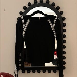 Free people embroidered long sleeve top w openings on hand